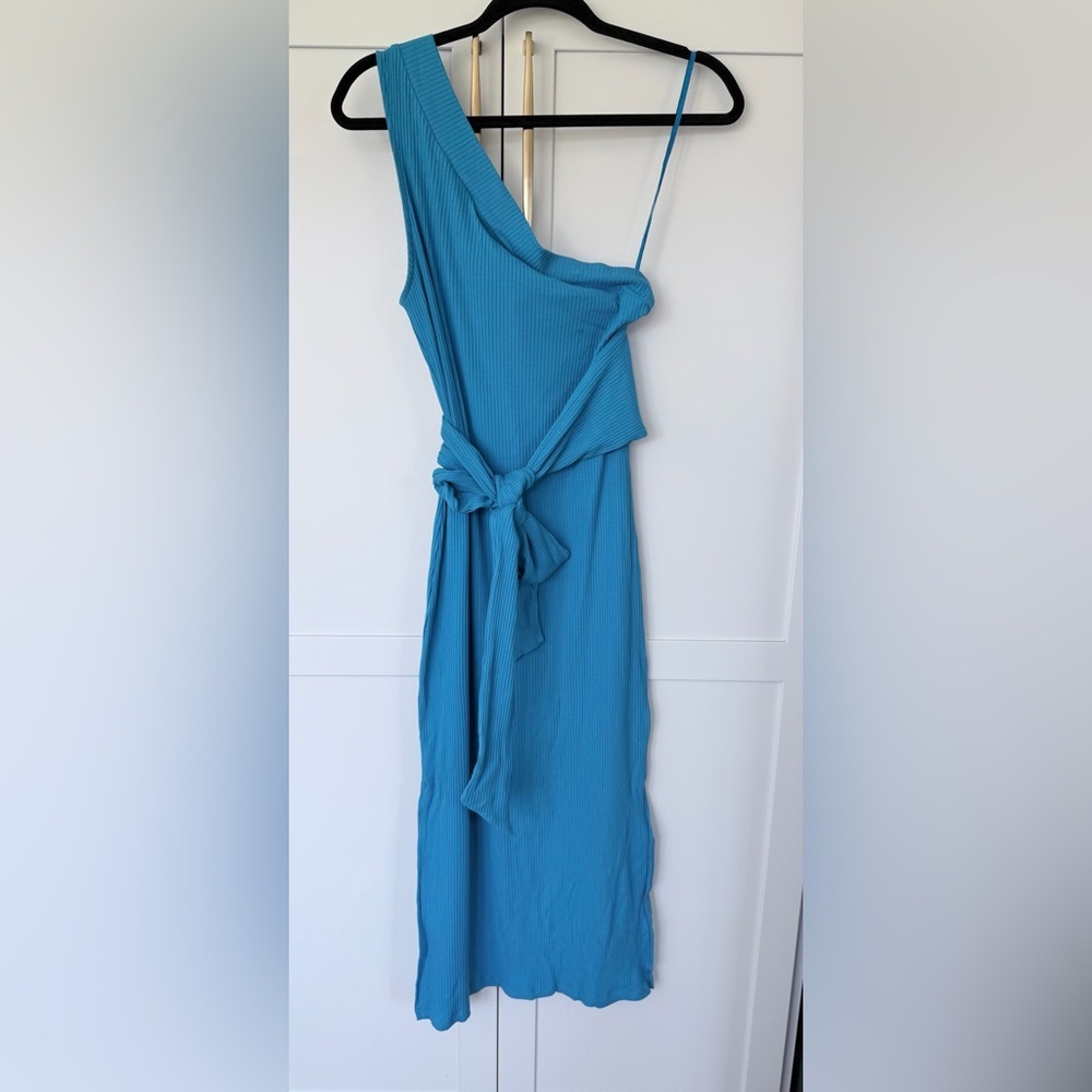 NWT Line and Dot Willow One-Shoulder Dress | Blue | Medium - Picture 7 of 9